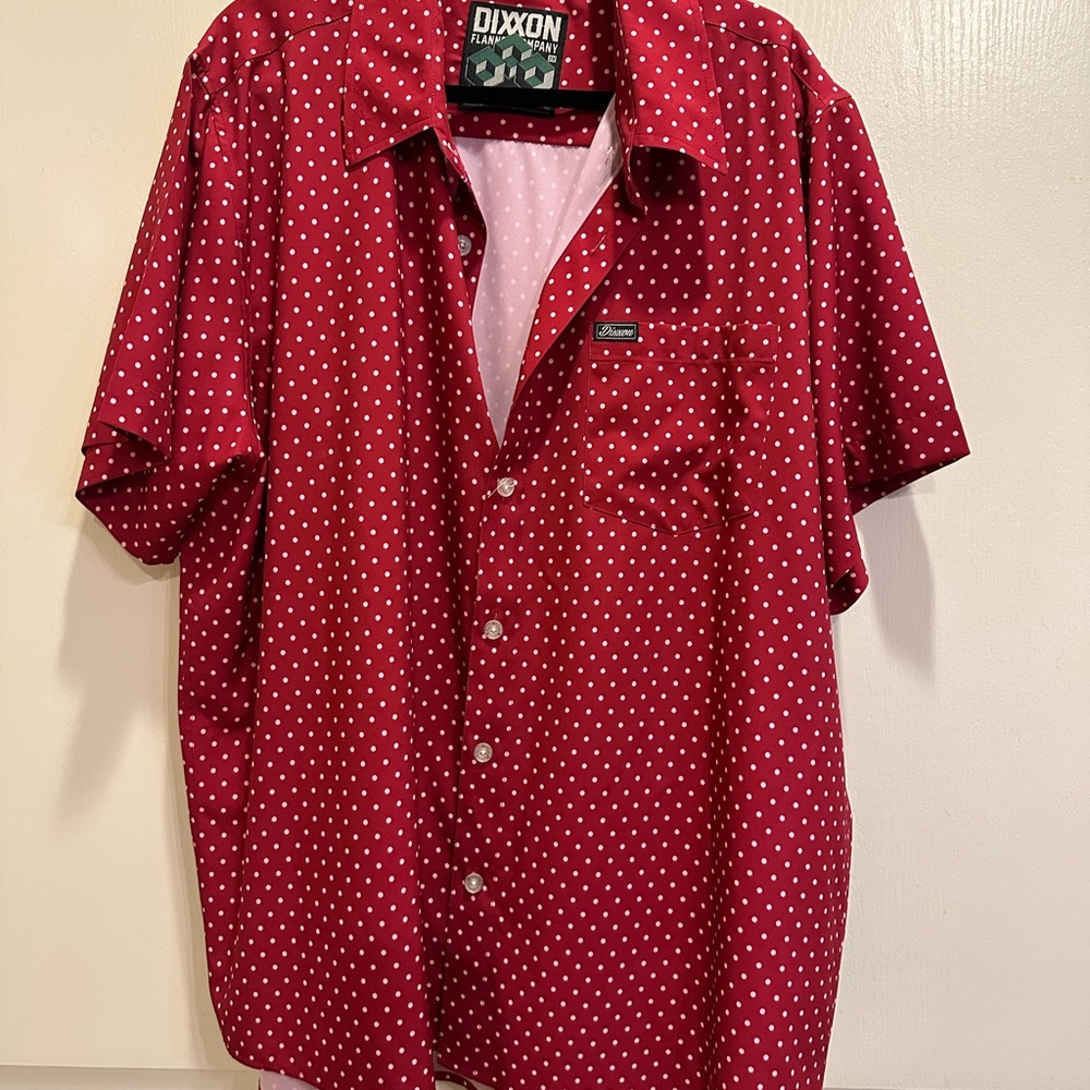 DIXXON Burgundy Polka Dot Casual Shirt